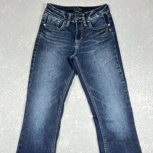 Silver Jeans Co. Women's Size W25/L31 Suki Slim Boot Cut Dark Wash Denim Jeans - Picture 2 of 13